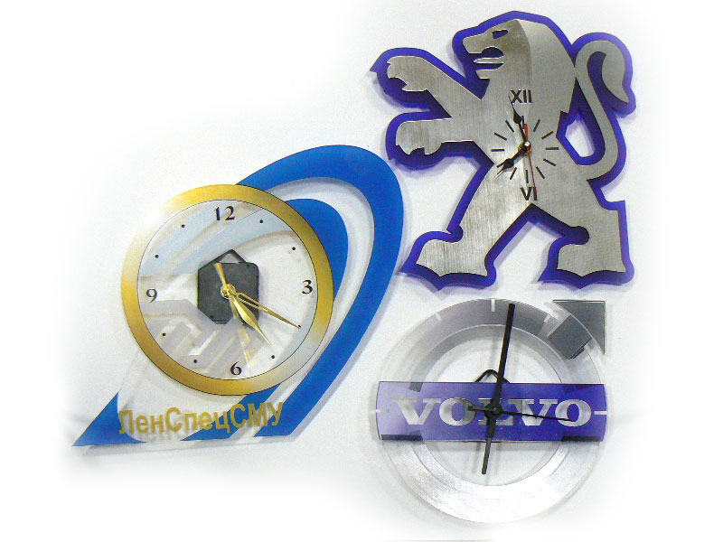 Примеры часов с логотипами, изготовленные по индивидуальным проектам